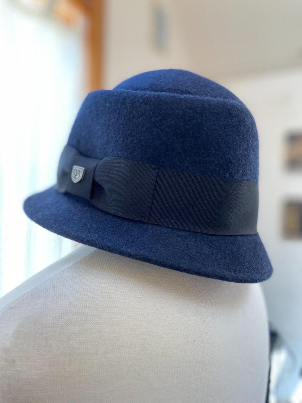 Brixton navy wool cloche vintage hat, size S